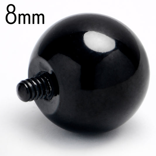 14G 8mm Black Replacement Ball End Internally Threaded Jewelry