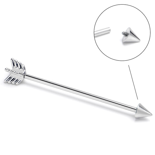 14G Internally Threaded Flying Arrow Industrial Barbell 38mm