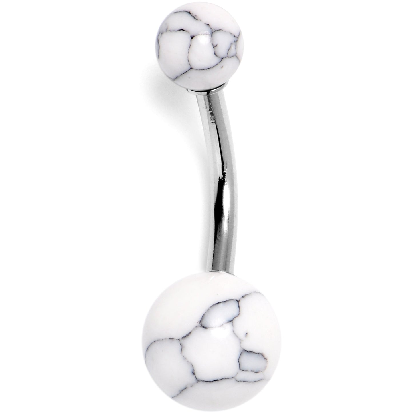 14G 3/8 White Howlite Natural Stone Belly Ring