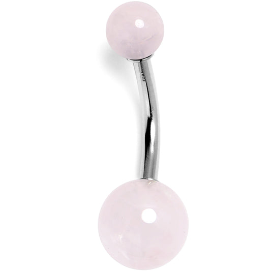 14G 3/8 Pink Crystal Natural Stone Belly Ring