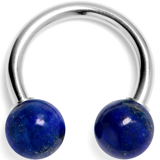 14G 3/8 Blue Lapis Natural Stone Horseshoe Circular Barbell
