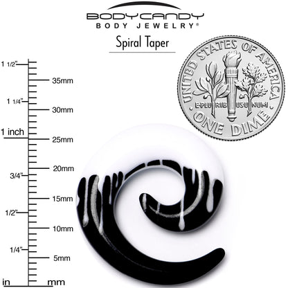0G Black White Reverse Drip Acrylic Spiral Taper Set