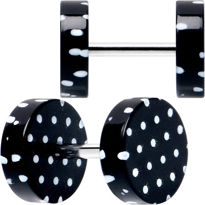 16G Black Acrylic Polka Dots White Cheater Plug Set