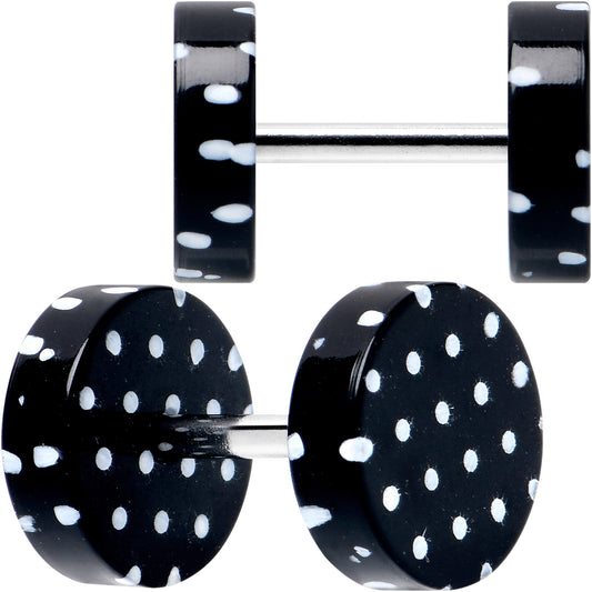 16G Black Acrylic Polka Dots White Cheater Plug Set