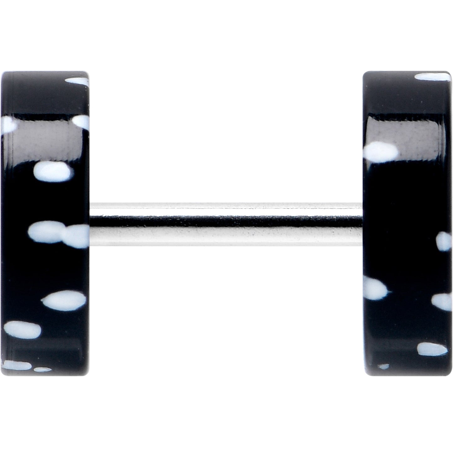 16G Black Acrylic Polka Dots White Cheater Plug Set