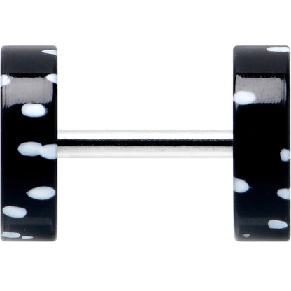 16G Black Acrylic Polka Dots White Cheater Plug Set
