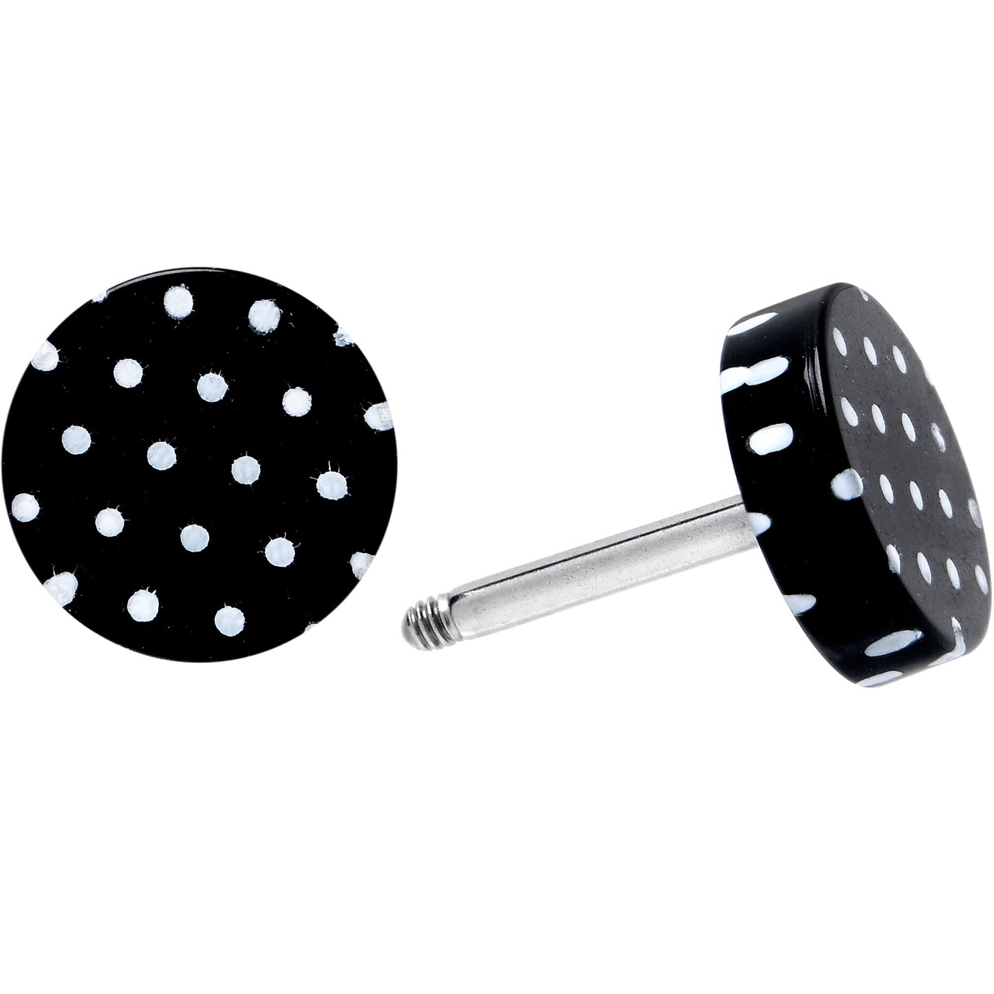 16G Black Acrylic Polka Dots White Cheater Plug Set