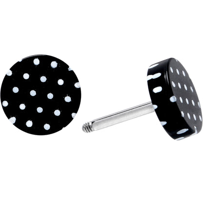 16G Black Acrylic Polka Dots White Cheater Plug Set