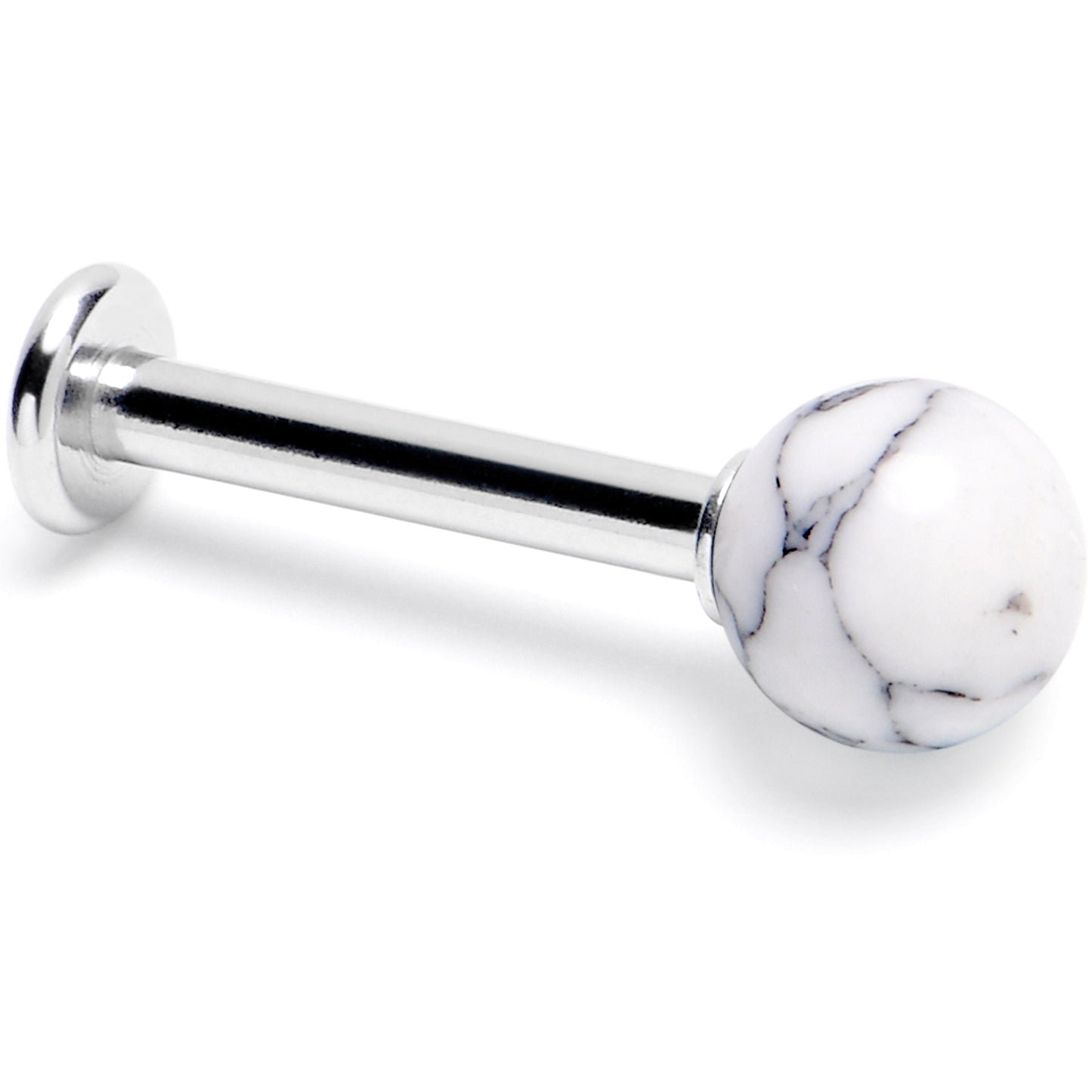 14G 3/8 White Howlite Natural Stone Labret Tragus Earring