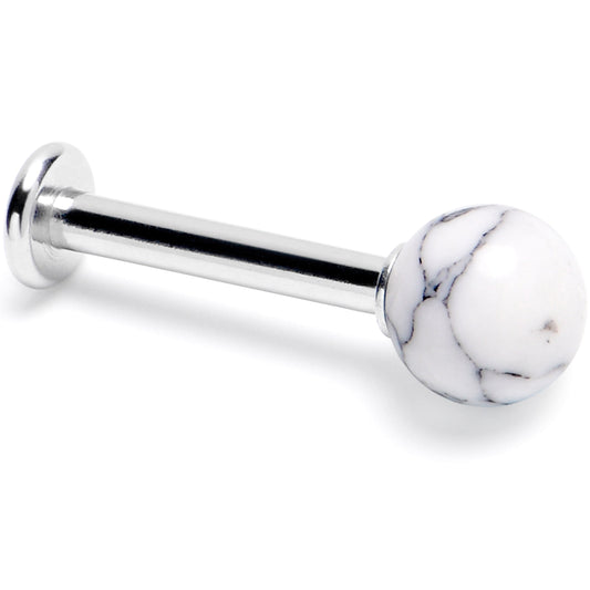 14G 3/8 White Howlite Natural Stone Labret Tragus Earring