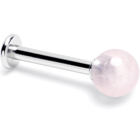 14G 3/8 Pink Crystal Natural Stone Labret Tragus Earring