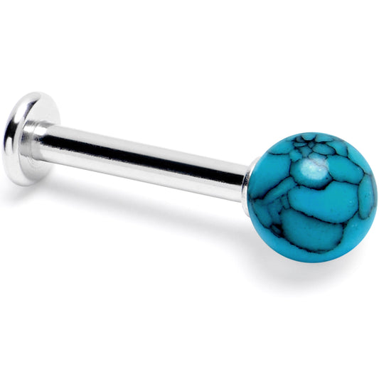 14G 3/8 Blue Turquoise Natural Stone Labret Tragus Earring