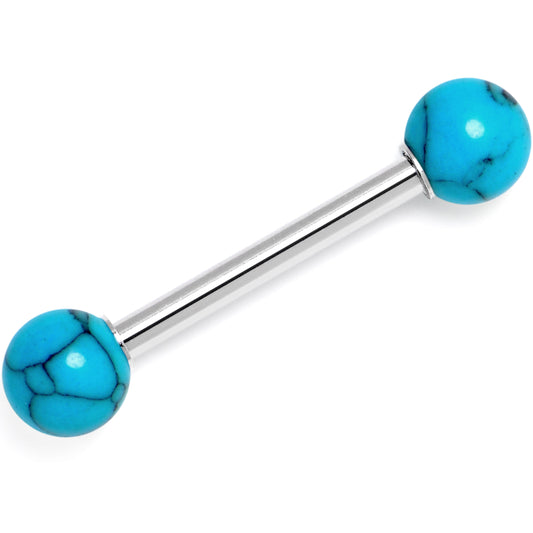 14G 5/8 Blue Turquoise Natural Stone Tongue Ring