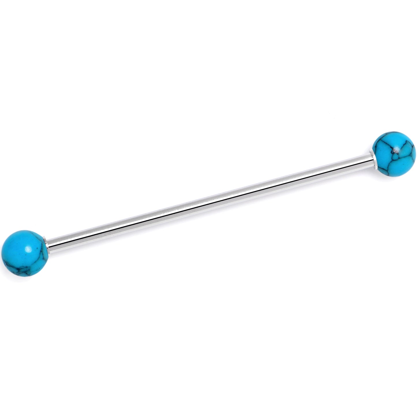 14G Blue Turquoise Natural Stone Industrial Barbell 38mm
