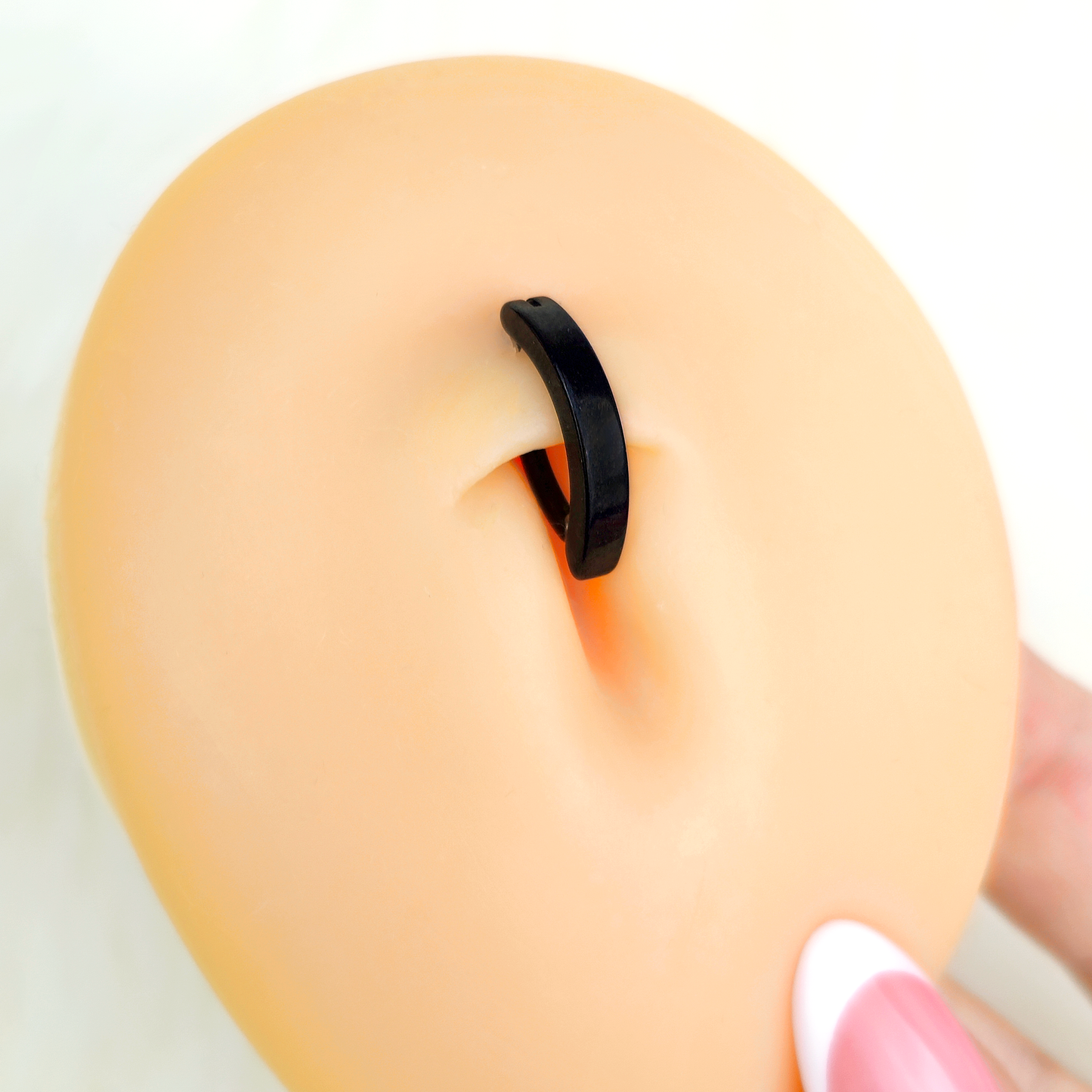 14G 3/8 Black ASTM F-136 Implant Grade Titanium Hinged Hoop Belly Ring