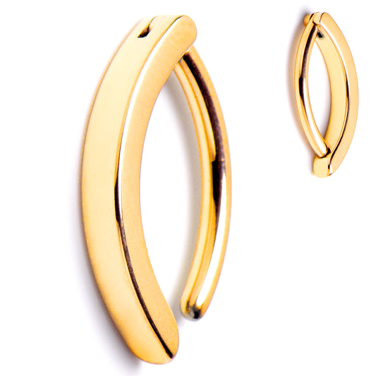 14G 1/2 Gold Tone ASTM F-136 Implant Grade Titanium Hinged Hoop Belly Ring