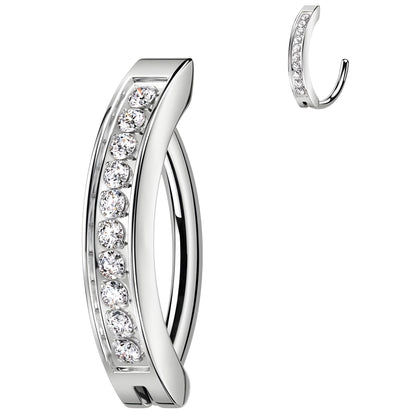 14G 1/2 CZ ASTM F-136 Implant Grade Titanium Hinged Hoop Belly Ring