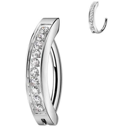 14G 1/2 CZ ASTM F-136 Implant Grade Titanium Hinged Hoop Belly Ring