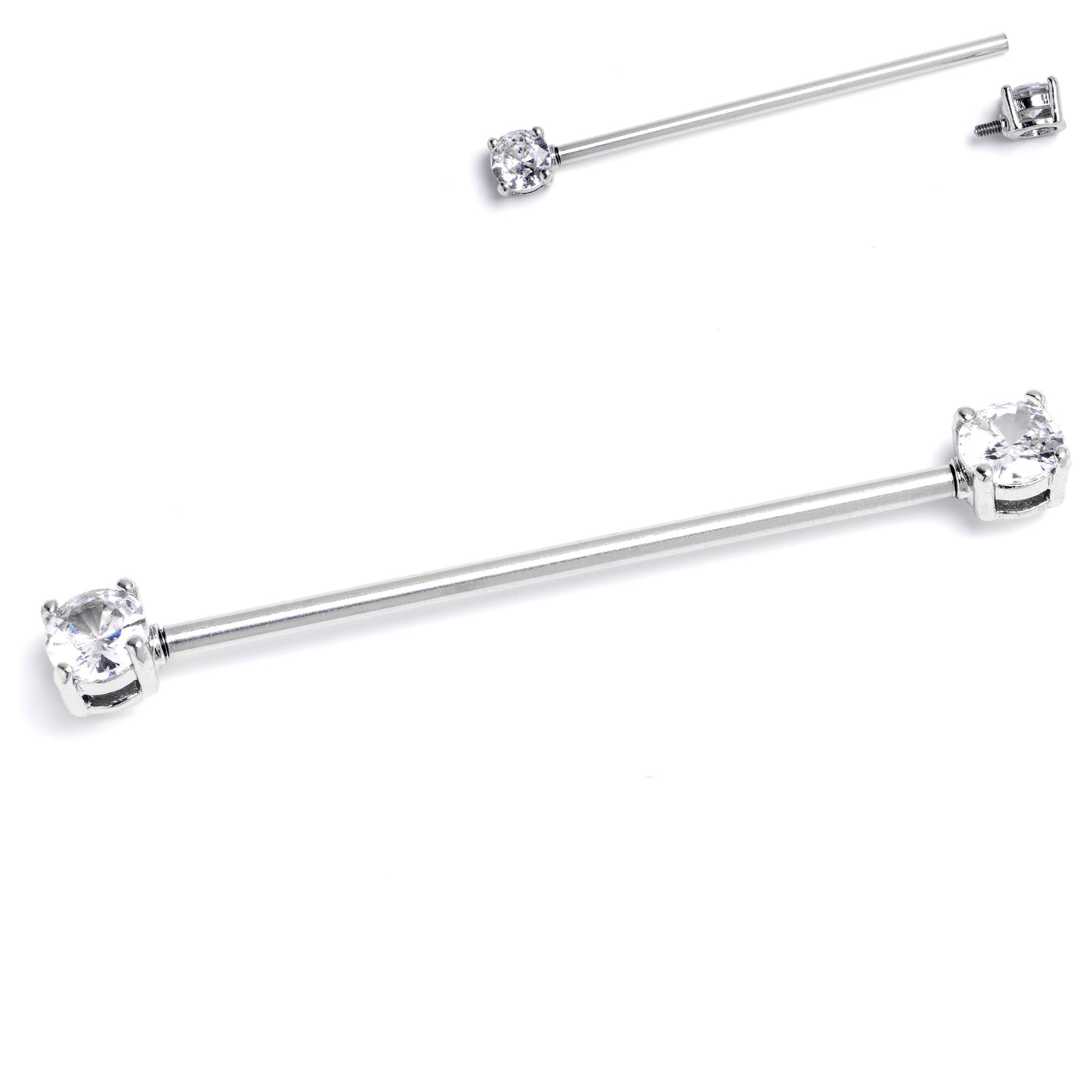 14G Clear Gem Internally Threaded Industrial Barbell 38mm