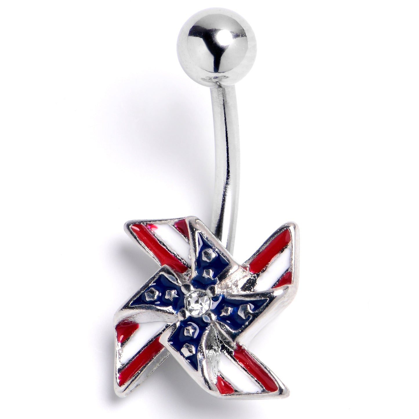 Clear Gem Festive Patriotic Pinwheel Belly Ring