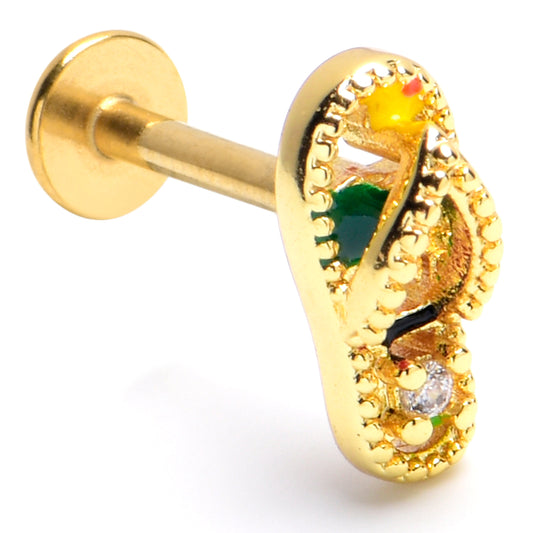16G 5/16 Clear Gem Gold Tone Beach Sandal Labret Monroe Tragus