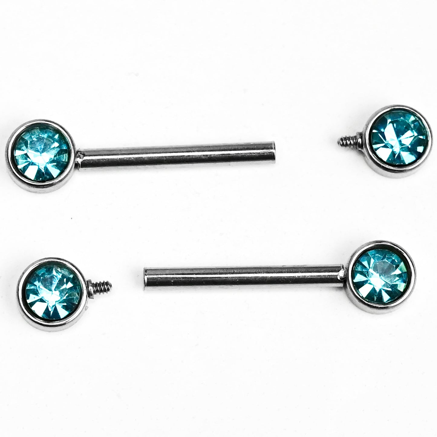 14G 9/16 Blue Gem Internally Threaded Barbell Nipple Piercing Rings
