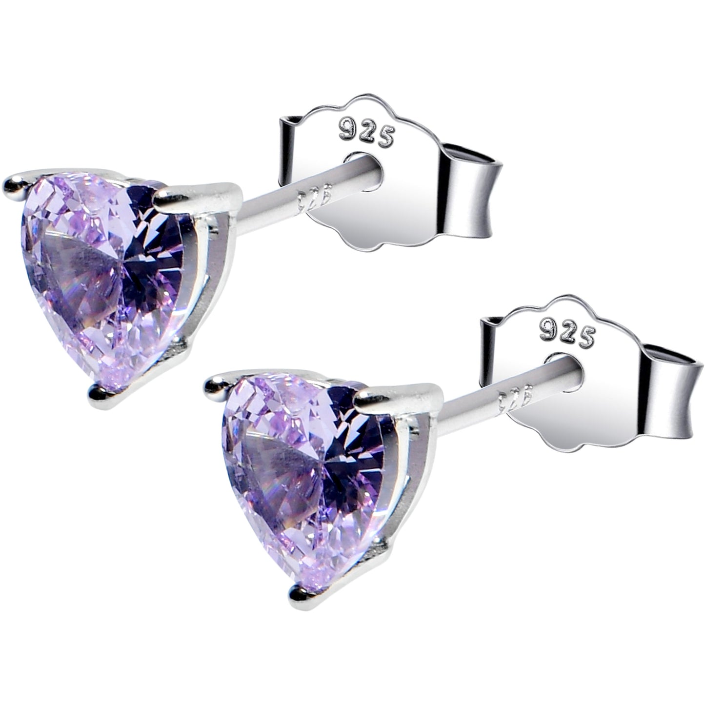 5mm CZ  Heart 925 Sterling Silver June Birthstone Stud Earrings