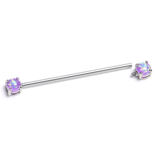 14G Purple Faux Opal Internally Threaded Industrial Barbell 38mm