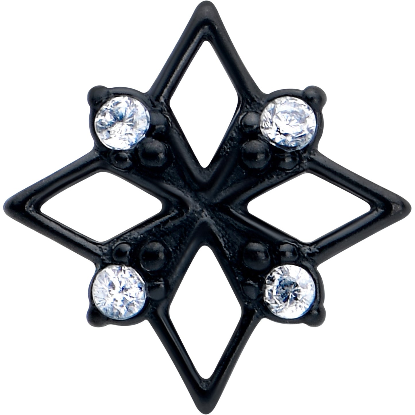 Clear CZ Gem Black Gothic Star Barbell Tongue Ring
