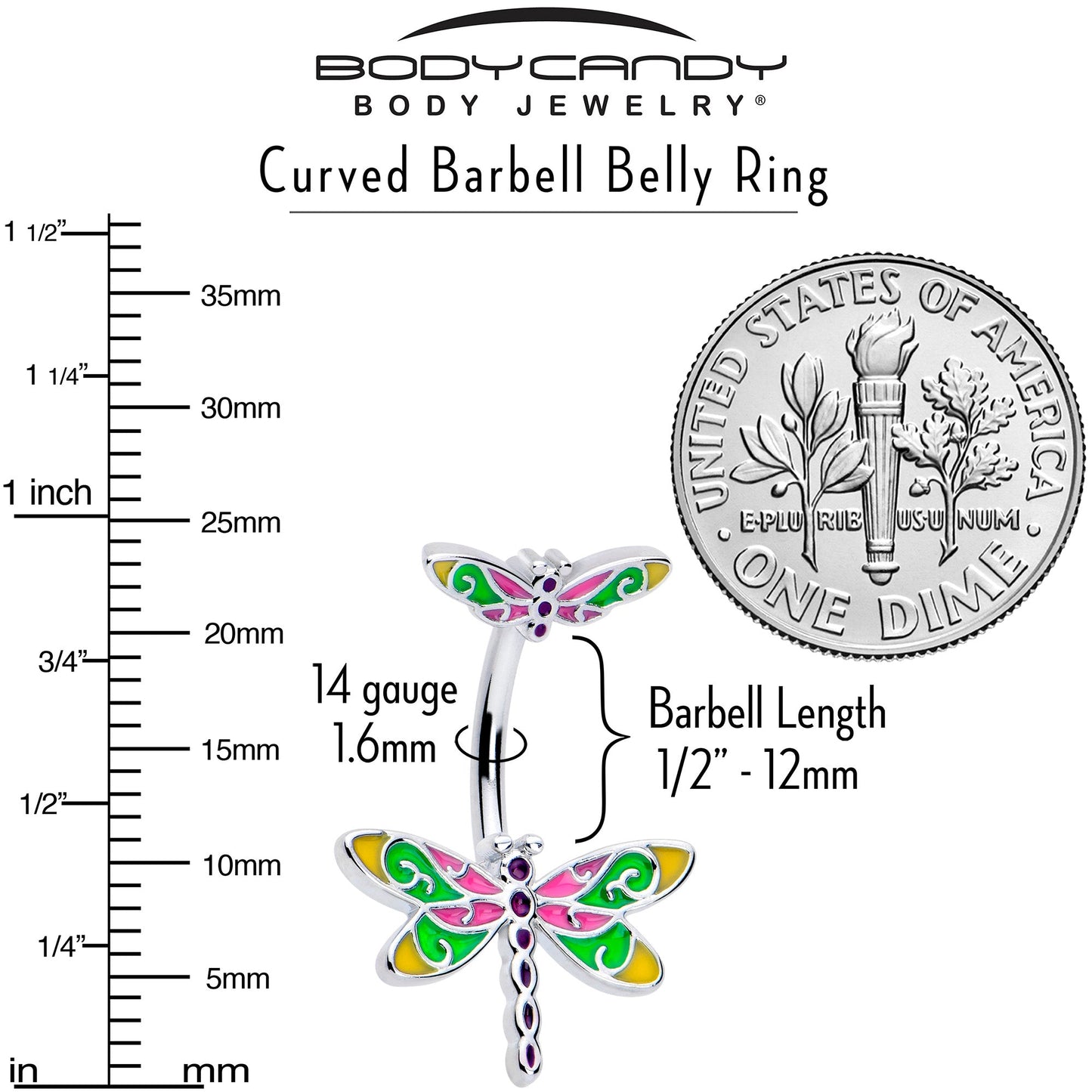 Dragonfly Colors Double Mount Belly Ring