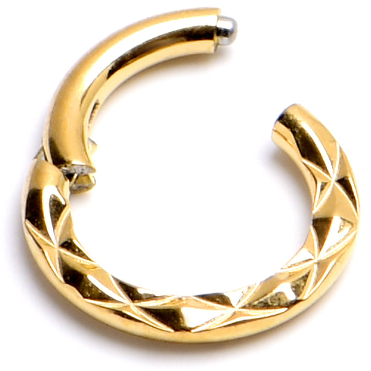 16G 1/4 Gold Tone Punk Texture Precision Hinge Segment Ring