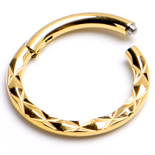 16G 5/16 Gold Tone Ultra Modern Precision Hinge Segment Ring