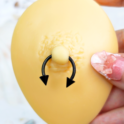 14G 9/16 Black Internally Threaded Spike Horseshoe Nipple Ring Set