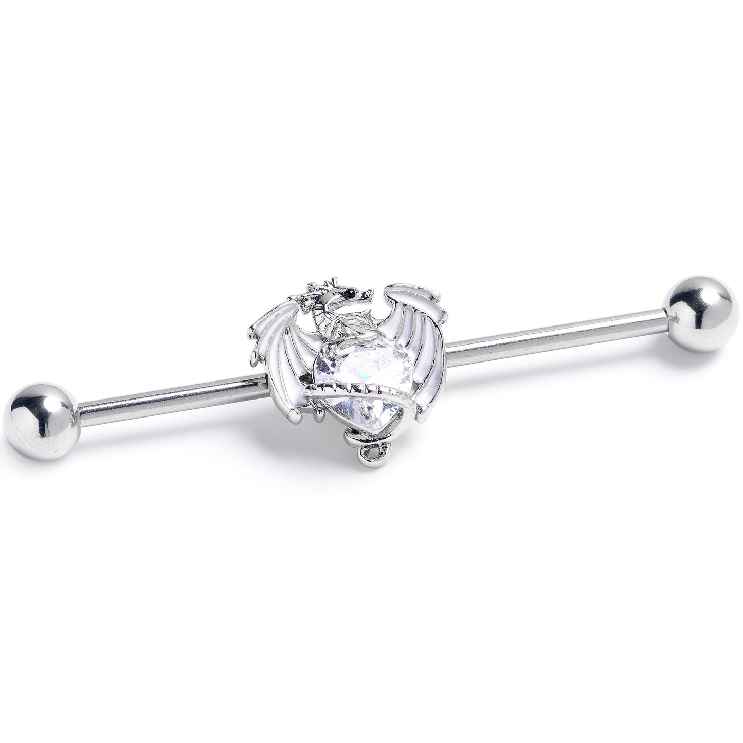 14G Clear Gem Heart ofDragon Industrial Barbell 38mm