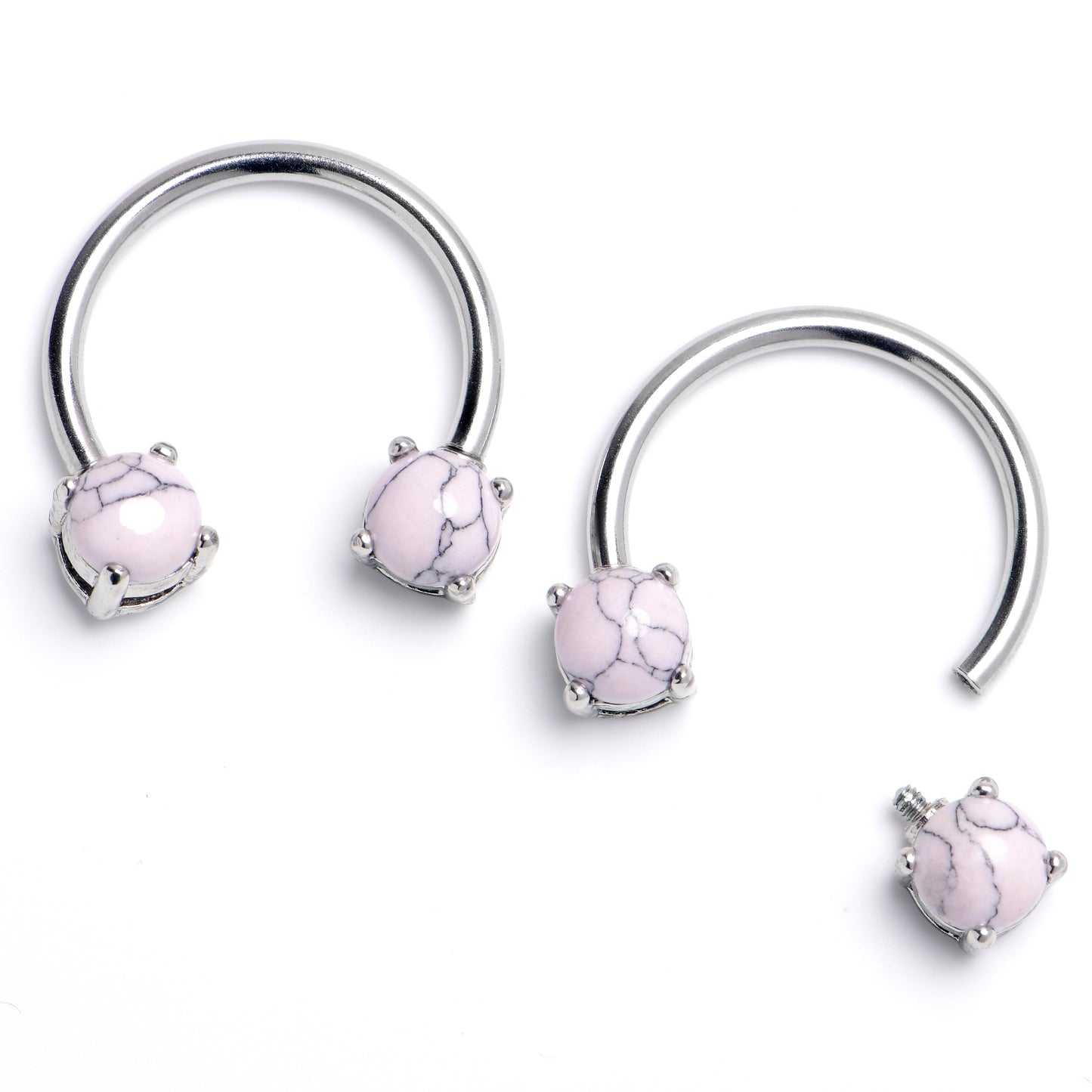 14G 9/16 Pink Turquoise Internally Threaded Horseshoe Nipple Ring Set