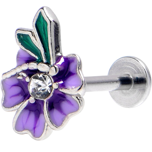 16G 5/16 Clear Gem Faerie Flower Purple Labret Monroe Tragus