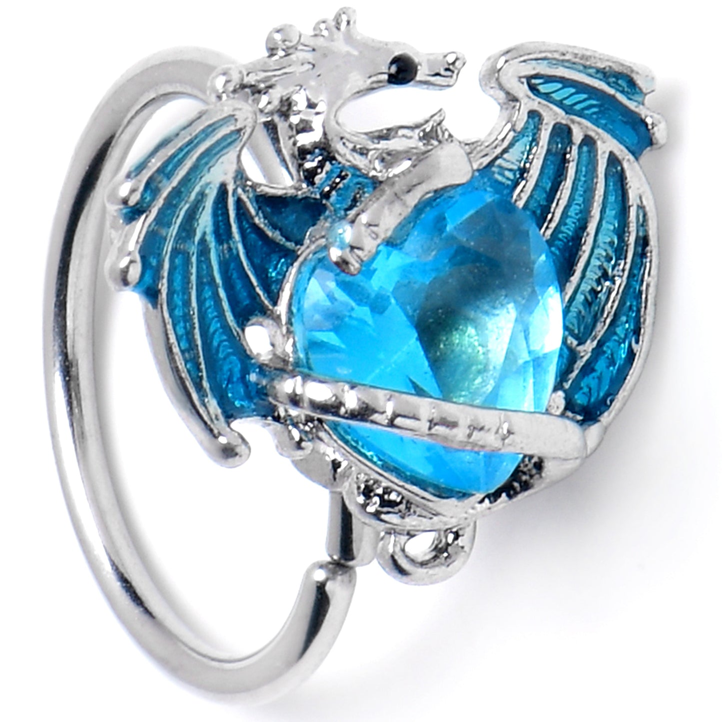 20G 5/16 Blue Gem Heart of Dragon Nose Hoop