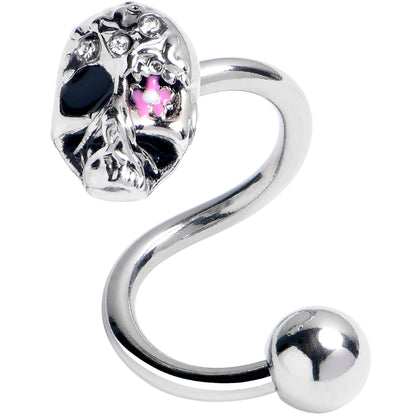 Clear Gem Stylish Skull Spiral Twister Belly Ring