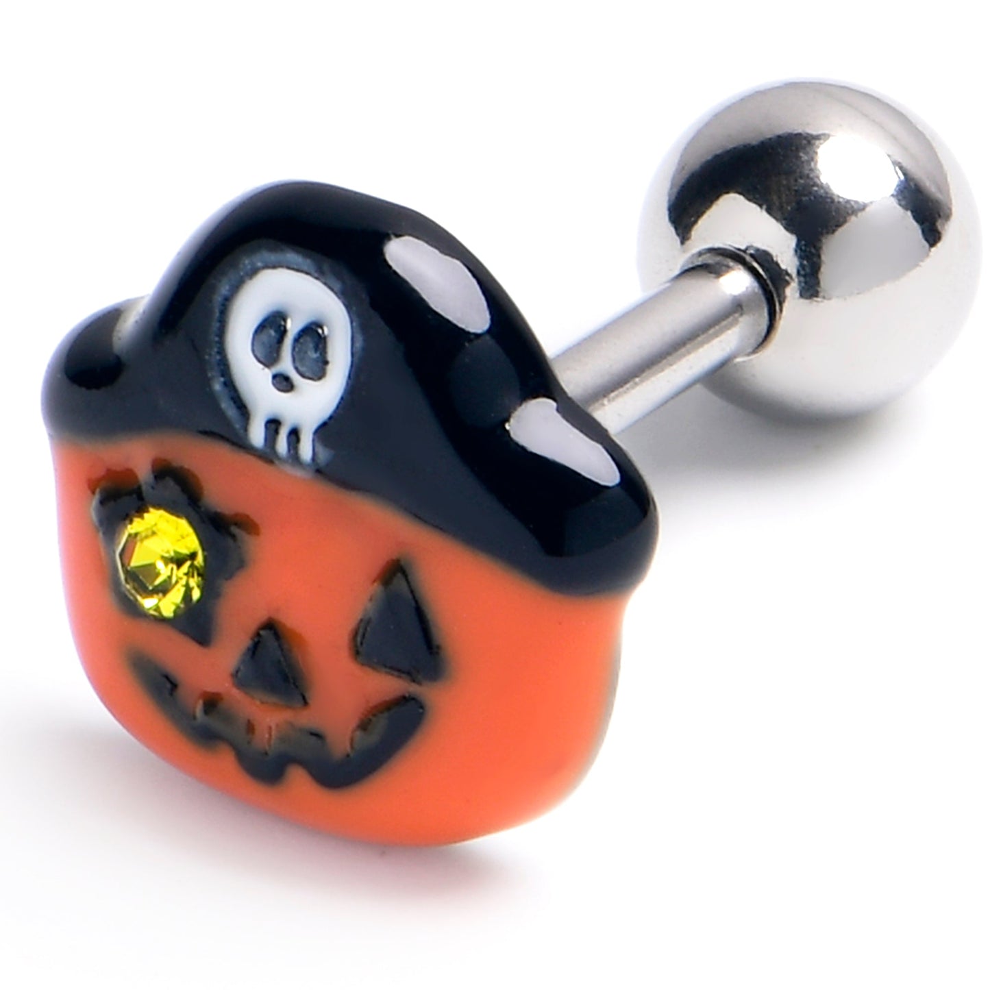 16G 1/4 Yellow Gem Orange Pirate Pumpkin Cartilage Tragus Earring