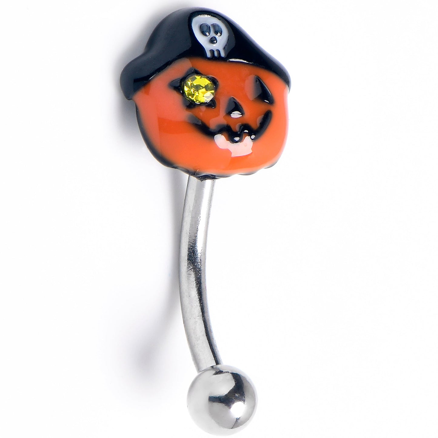 16G 5/16 Yellow Gem Orange Pirate Pumpkin Curved Eyebrow Ring