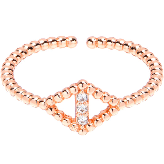 Clear Gem Textured Rhombus Rosy Adjustable Toe Ring