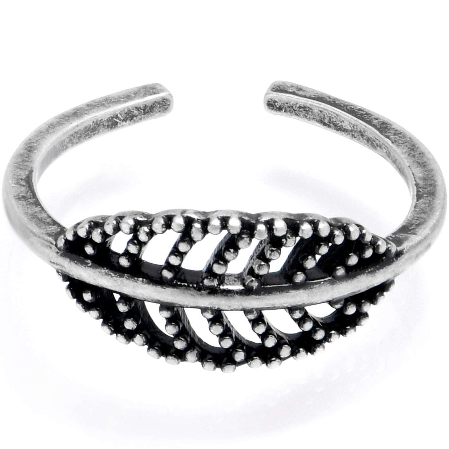 Textured Filigree Leaf Adjustable Toe Ring