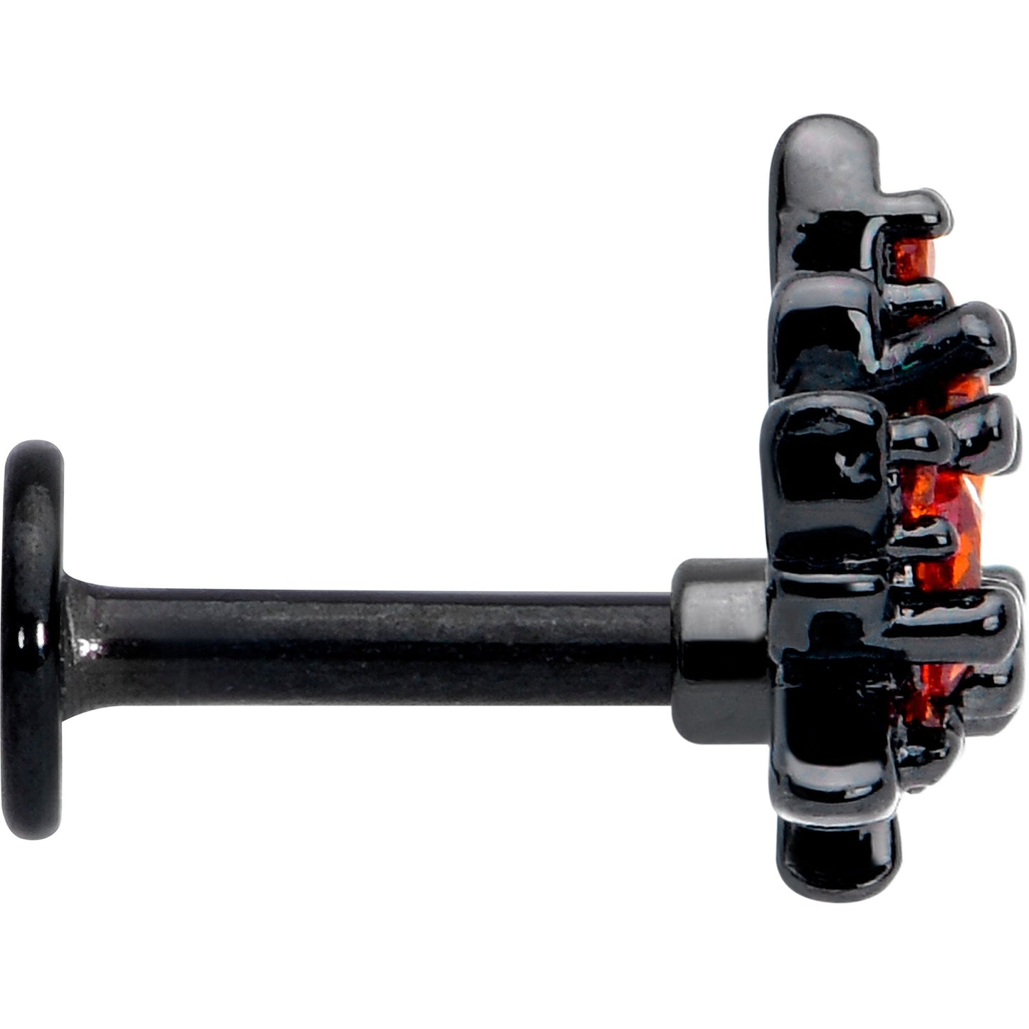 16G Orange CZ Gem Black Autumn Leaf Flat Back Earring