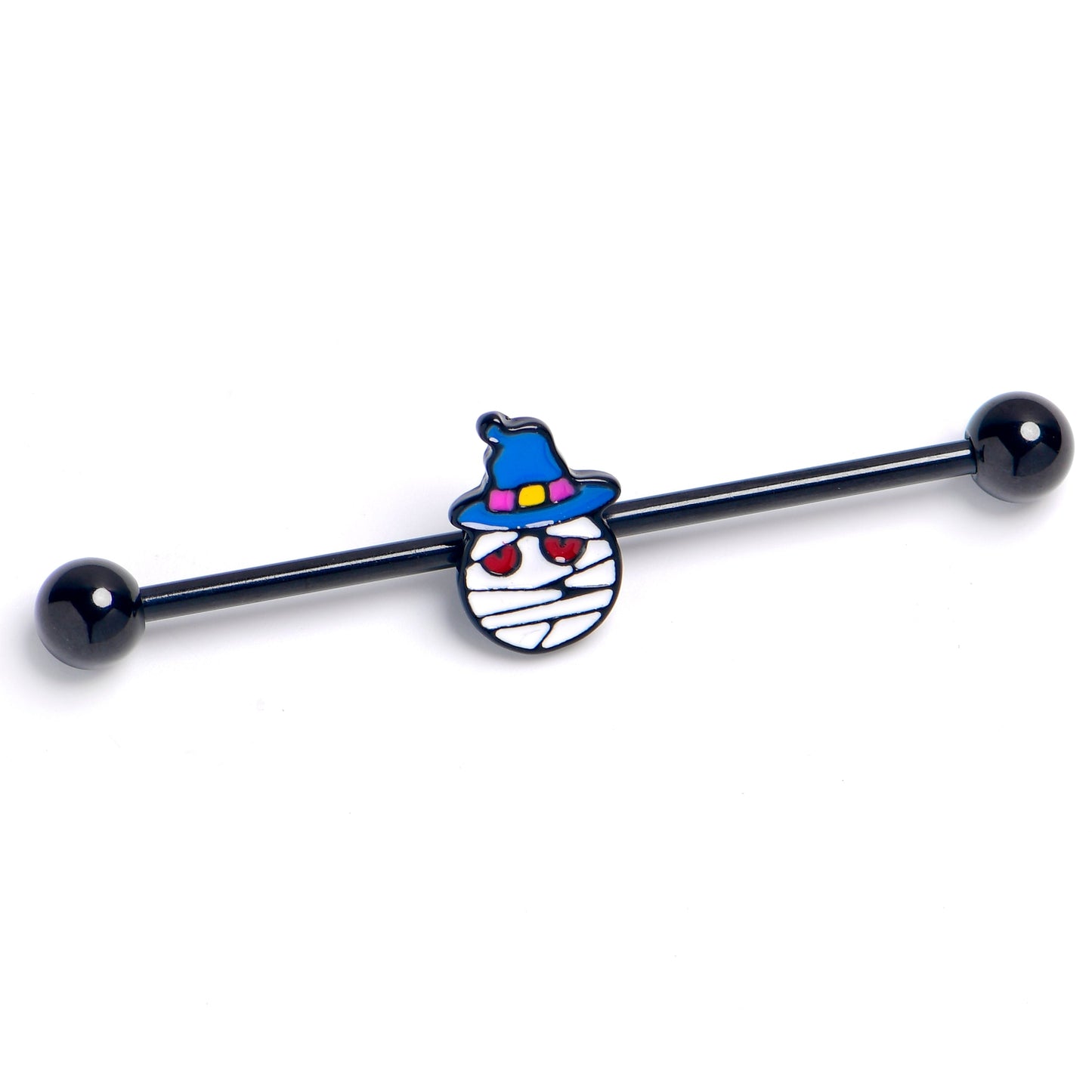 14G Black Witch Hat Mummy Halloween Industrial Barbell 38mm