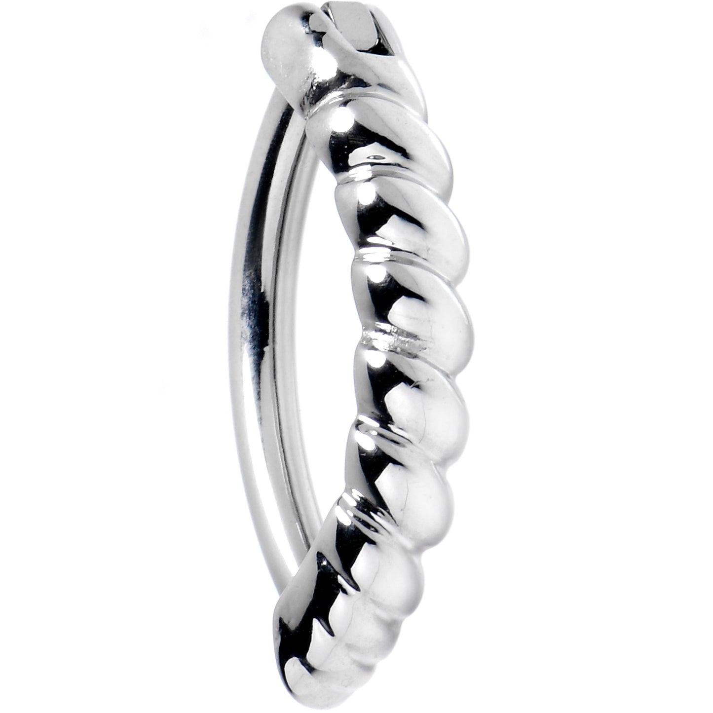 14G 3/8 Grade 23 Titanium Rope Style Hinged Hoop Belly Ring