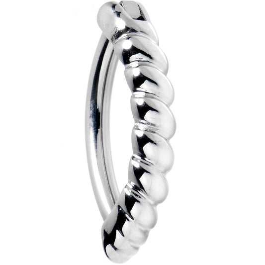 14G 3/8 Grade 23 Titanium Rope Style Hinged Hoop Belly Ring