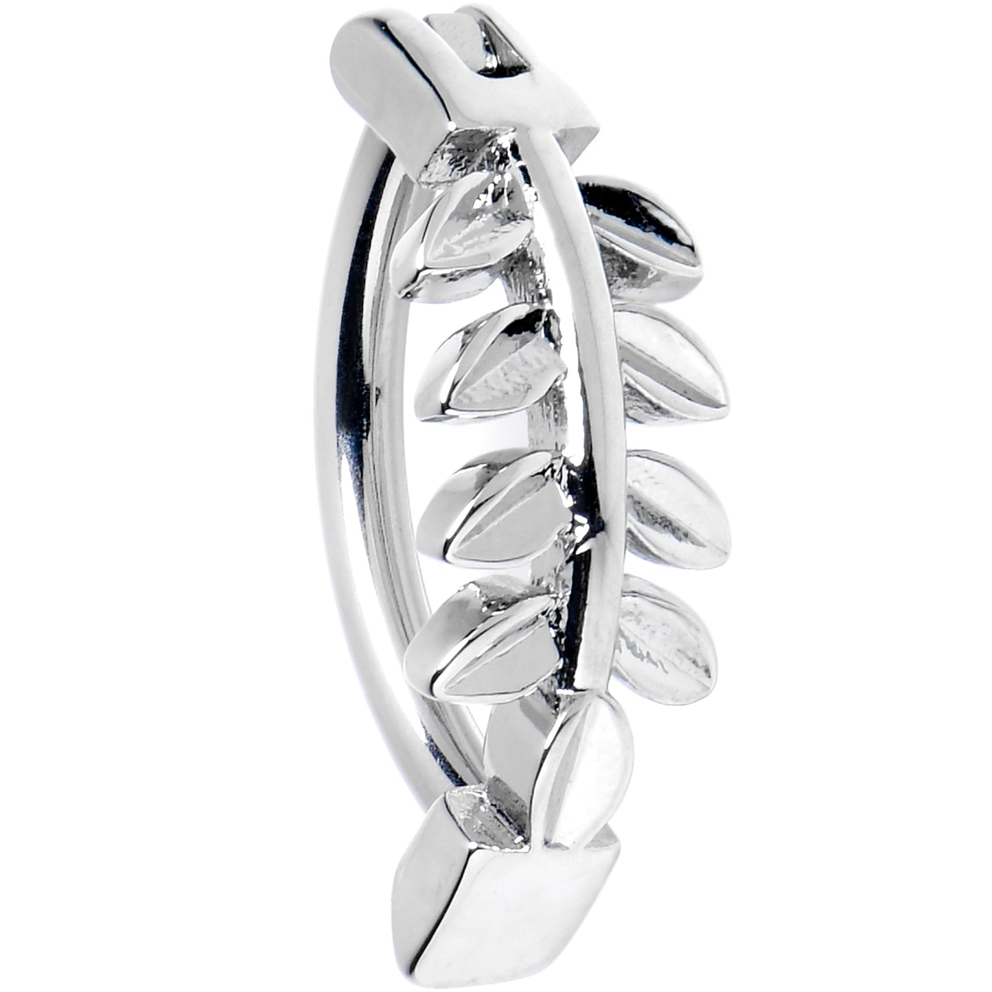 14G 3/8 Grade 23 Titanium Leafy Branch Hinged Hoop Belly Ring