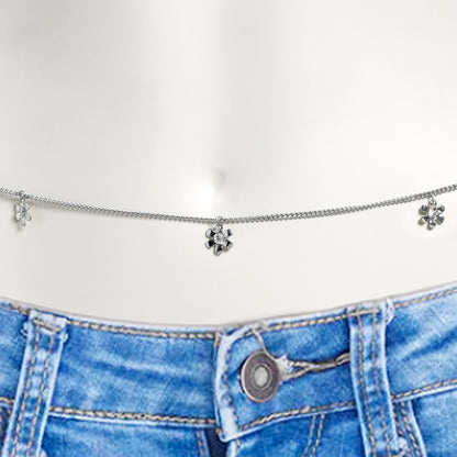 Clear Gem Simple Hippie Flower Dangle Belly Chain