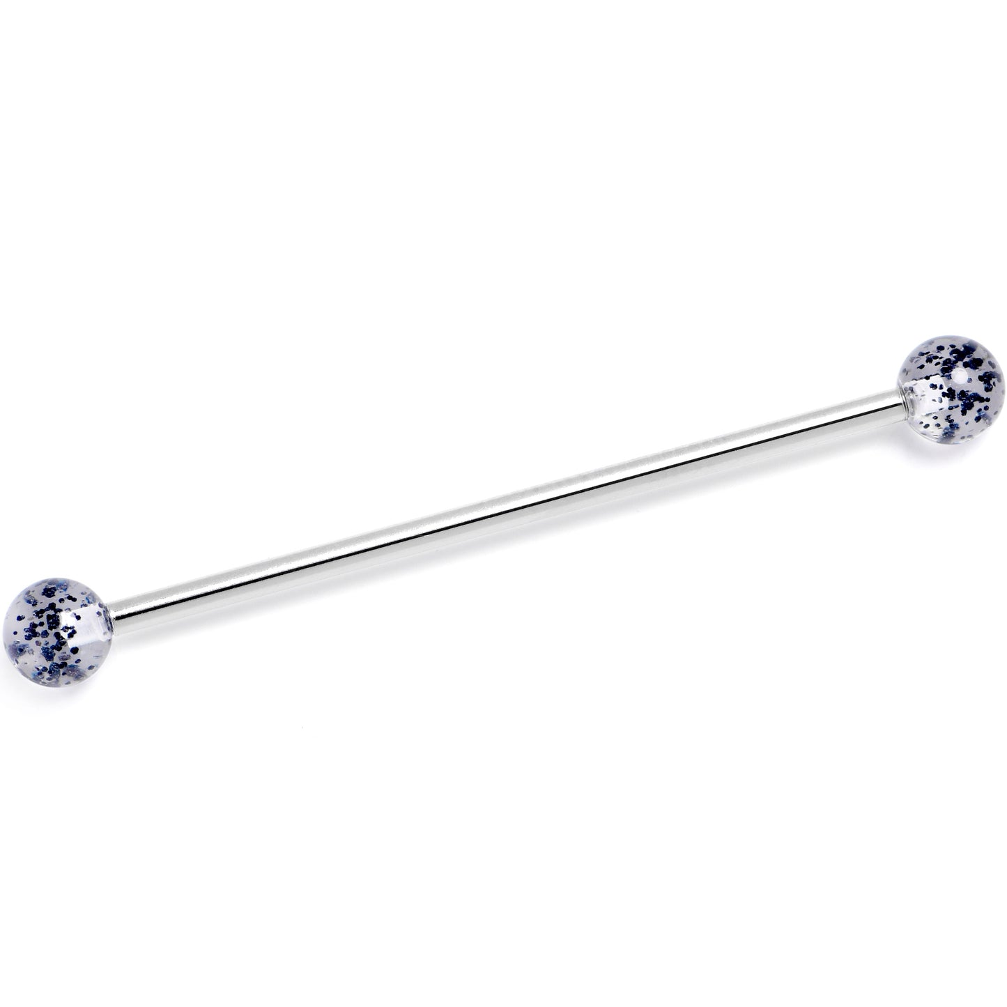 14G Internally Threaded Black Glitter Ends Industrial Barbell 38mm