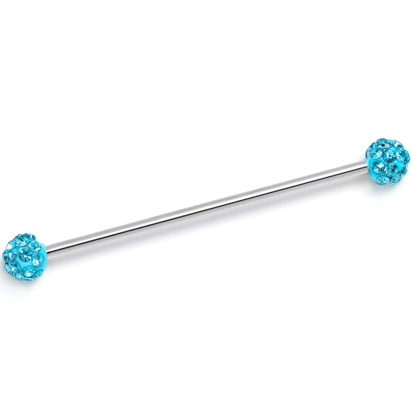 14G Blue Gem Internally Threaded Disco Industrial Barbell 38mm